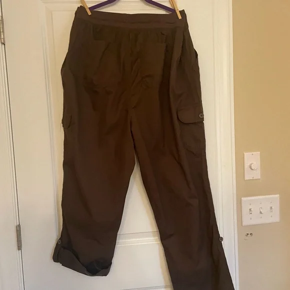 NWT 22 Woman Within brown cargo pants convertible length 100% cotton - Picture 2 of 6